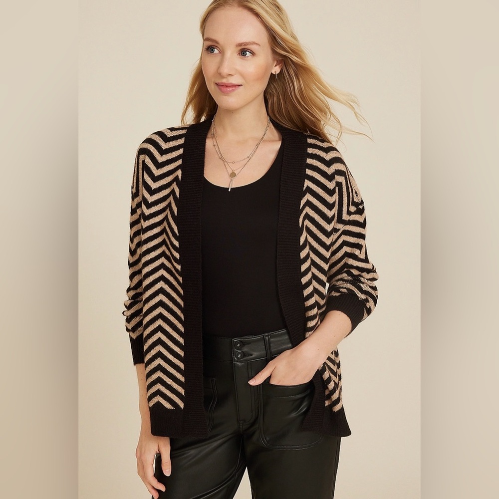 Maurices Chevron Stripe Open Front Cardigan Size